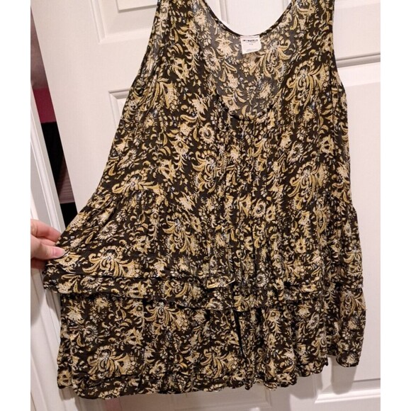 Intimately Free People Yellow & Black Paisley Tiered Ruffle Tank Top Tunic M - Picture 3 of 15
